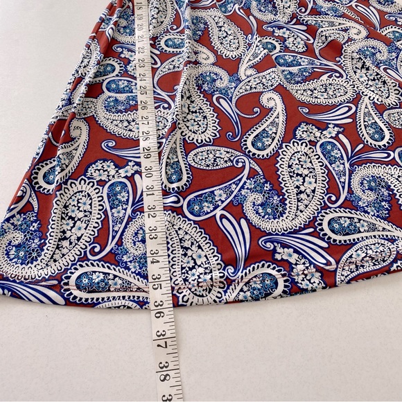 Banana Republic Paisley Medium Dress Red White Blue Stretch Summer Dress - Picture 14 of 15